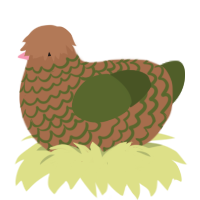 A brown and olive chicken with a lace pattern