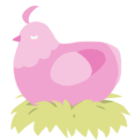 A pink chicken with a head pattern