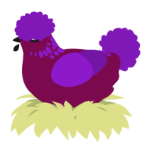 A wine and violet chicken with a neck-speckle pattern