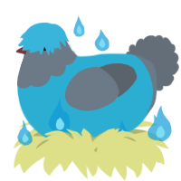 A aqua and ash chicken with a head pattern