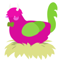 A fuchsia and grass chicken