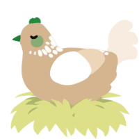 A beige and cream chicken with a neck-speckle pattern