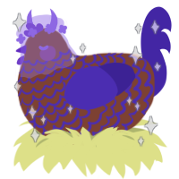 A russet and indigo chicken with a lace pattern