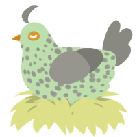 A gluppy and ash chicken with a speckle pattern