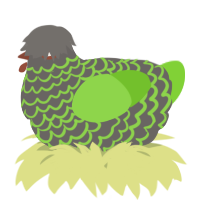 A grey and grass chicken with a lace pattern