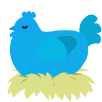 A sky and cerulean chicken with a lace pattern