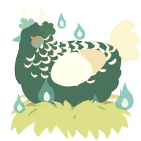 A sea and cream chicken with a half-lace pattern