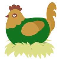 A leaf and gold chicken with a head pattern