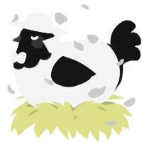 A white and black chicken with a head pattern