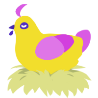 A yellow and orchid chicken