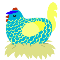 Ness, a sea and lemon chicken with a lace pattern