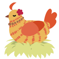 A honey and vermilion chicken with a bar pattern