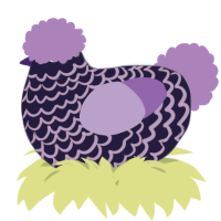 A navy and lilac chicken with a lace pattern