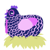A navy and lavender chicken with a lace pattern