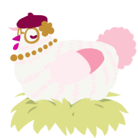 A white and rose chicken with a bar pattern