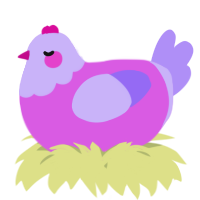 A orchid and lilac chicken with a head pattern