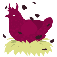 A maroon chicken with a speckle pattern