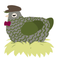 A ash and olive chicken with a lace pattern