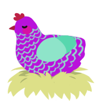 Colorcast, a amethyst and mint chicken with a lace pattern