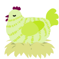 A apple and lime chicken with a bar pattern