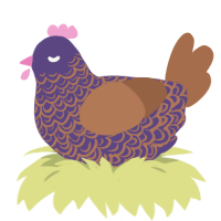 Raisin Bran, a overcast and brown chicken with a double-lace pattern