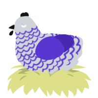 Grand Larceny, a mist and indigo chicken with a lace pattern