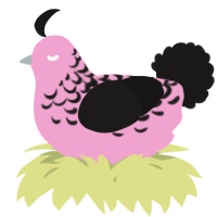 A pink and sable chicken with a half-lace pattern