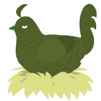 A olive chicken with a lace pattern