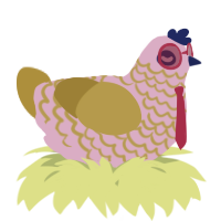 A pink and gold chicken with a lace pattern