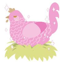 Milk the Third, a pink chicken with a lace pattern