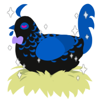 Bernkastel, a black and ultramarine chicken with a half-lace pattern