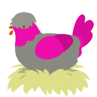 Gringlestank, a ash and fuchsia chicken with a head pattern