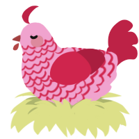 Cherry Wine, a pink and crimson chicken with a lace pattern