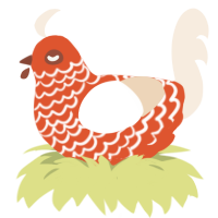 TerracottaPie, a vermilion and cream chicken with a lace pattern