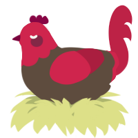A bark and crimson chicken with a head pattern