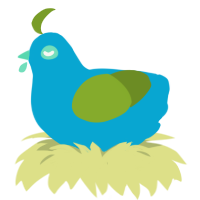 Atoll, a cerulean and chartreuse chicken