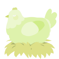 A apple chicken with a head pattern
