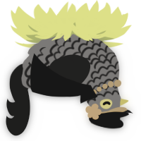 A grey and sable chicken with a lace pattern