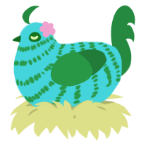 A aqua and viridian chicken with a bar pattern