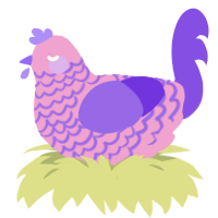 A pink and blurple chicken with a lace pattern