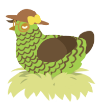 A grass and bark chicken with a lace pattern