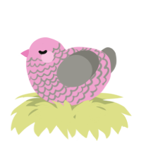 A pink and ash chicken with a lace pattern