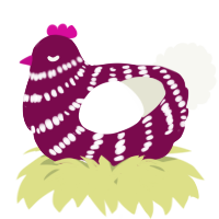 A wine and white chicken with a bar pattern
