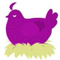 A plum chicken with a lace pattern