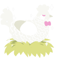 marshmallow, a white chicken with a lace pattern
