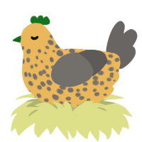 Banana, a honey and grey chicken with a speckle pattern
