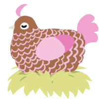 A brown and pink chicken with a lace pattern