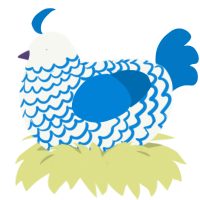A white and sapphire chicken with a lace pattern