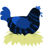 A cream and honey chicken with a bar pattern