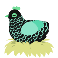A black and mint chicken with a lace pattern